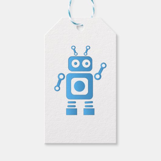 Blue Retro Robot Cadeaulabel (Voorkant)