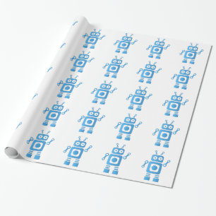 Blue Retro Robot Cadeaupapier