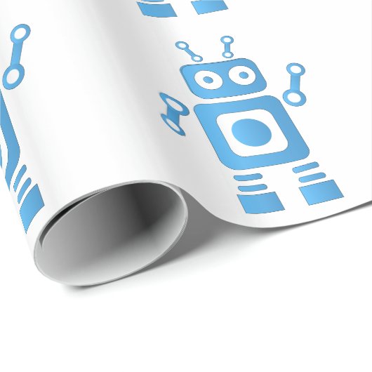 Blue Retro Robot Cadeaupapier (Rol Hoek)