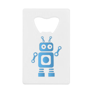 Blue Retro Robot Creditkaart Flessenopener