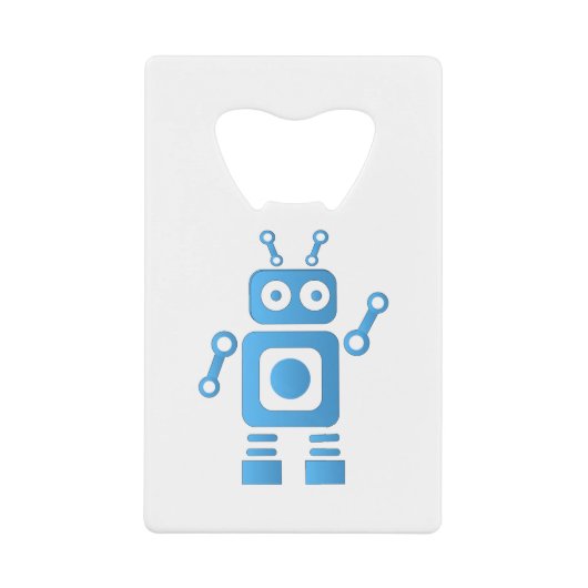 Blue Retro Robot Creditkaart Flessenopener (Voorkant)