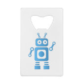 Blue Retro Robot Creditkaart Flessenopener (Achterkant)