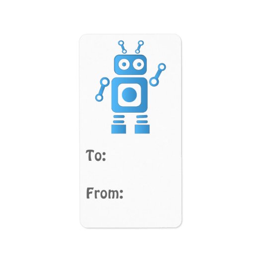 Blue Retro Robot Etiket (Voorkant)