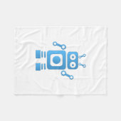 Blue Retro Robot Fleece Deken (Voorkant (Horizontaal))