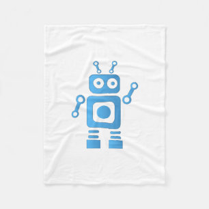 Blue Retro Robot Fleece Deken