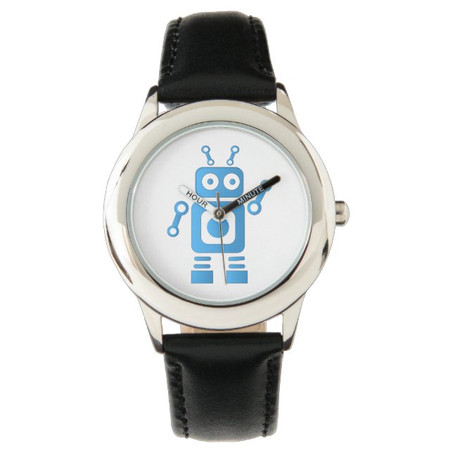 Blue Retro Robot Horloge (Voorkant)