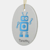 Blue Retro Robot Keramisch Ornament (Links)