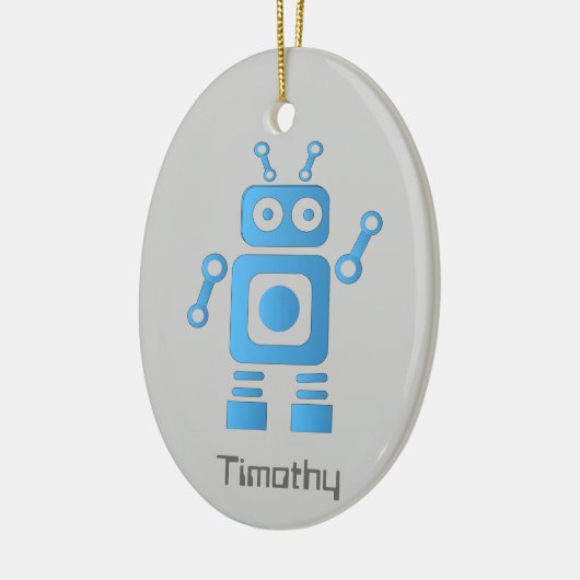 Blue Retro Robot Keramisch Ornament (Links)