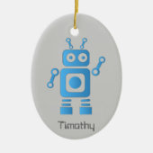 Blue Retro Robot Keramisch Ornament (Voorkant)
