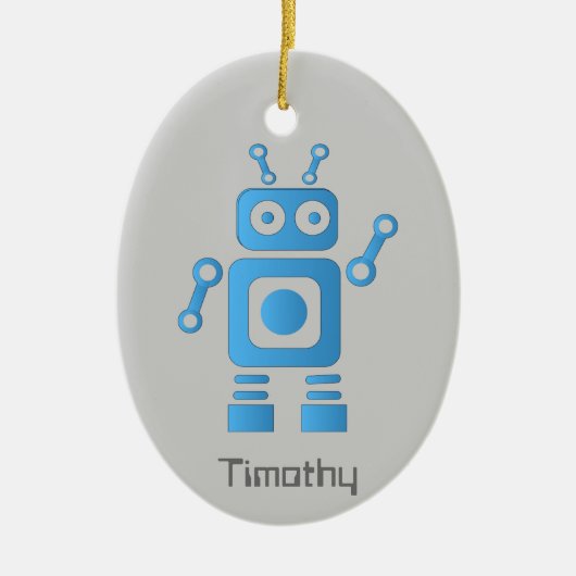 Blue Retro Robot Keramisch Ornament (Voorkant)