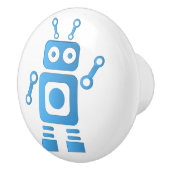 Blue Retro Robot Keramische Knop (Rechts)