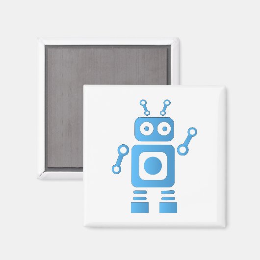 Blue Retro Robot Magneet (Voorkant / Achterkant)