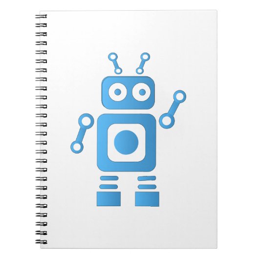Blue Retro Robot Notitieboek (Voorkant)