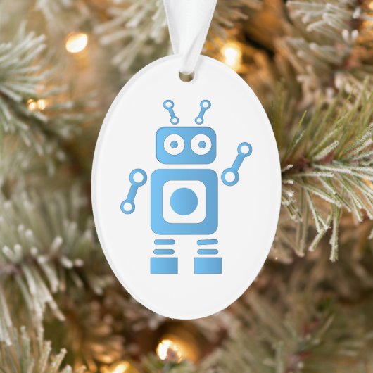 Blue Retro Robot Ornament (Boom)