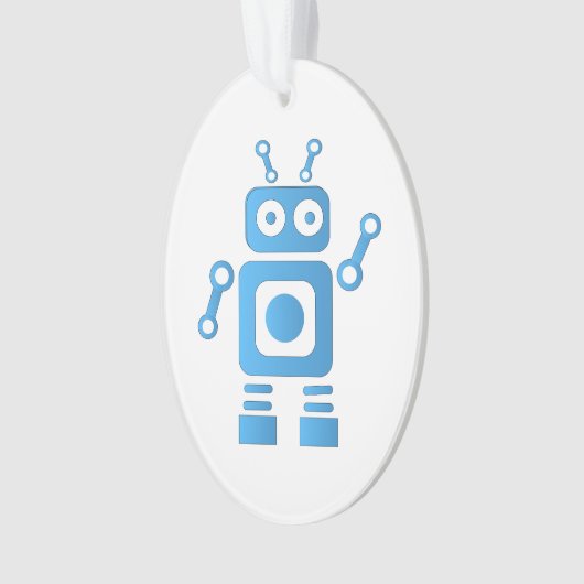 Blue Retro Robot Ornament (voorkant)