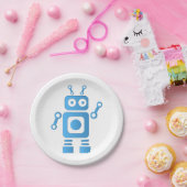 Blue Retro Robot Papieren Bordje (Feest)