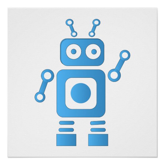 Blue Retro Robot Perfect Poster (Voorkant)