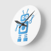 Blue Retro Robot Ronde Klok (Hoek)
