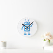 Blue Retro Robot Ronde Klok (Huis)