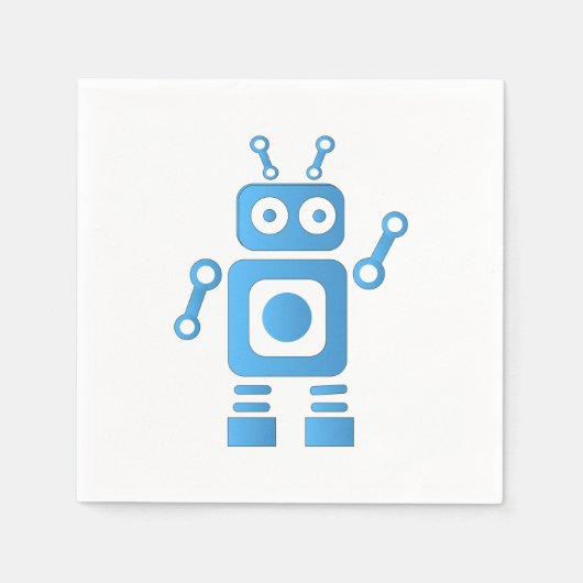 Blue Retro Robot Servet (Voorkant)