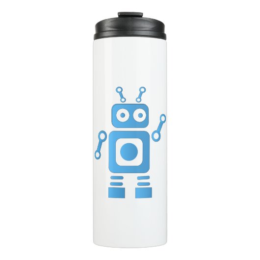 Blue Retro Robot Thermosbeker (Voorkant)