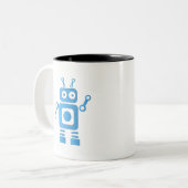 Blue Retro Robot Tweekleurige Koffiemok (Voorkant links)