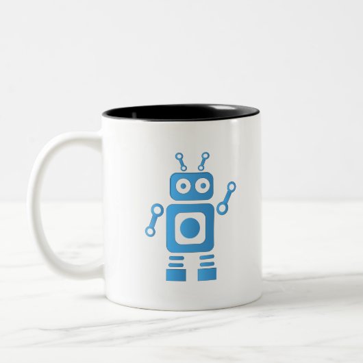Blue Retro Robot Tweekleurige Koffiemok (Links)
