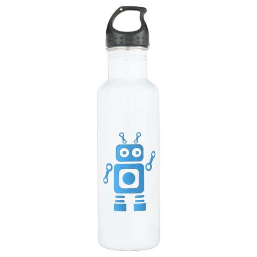 Blue Retro Robot Waterfles (Voorkant)