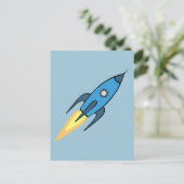 Blue Retro Rocket Shiket Buitenspatie Eenvoudig mo Briefkaart (Staand voorkant)