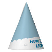 Blue Retro Rocket Ship Personalized Birthday Boy Feesthoedjes (Links)