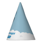 Blue Retro Rocket Ship Personalized Birthday Boy Feesthoedjes (Rechts)