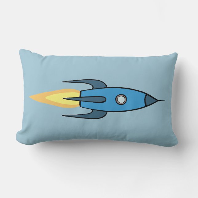 Blue Retro Rocketship Cute Cartoon Design Kussen (Voorkant)