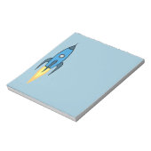 Blue Retro Rocketship Cute Cartoon Design Notitieblok (Linkerzijde)
