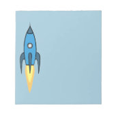 Blue Retro Rocketship Cute Cartoon Design Notitieblok (Voorkant)