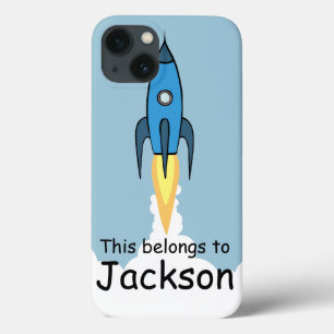 Blue Retro Rocketship persoonlijke iPad-draagtas Case-Mate iPhone Case