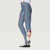 Blue Retro Santa Claus Blue Ric Race Kerstmis Leggings (Links)