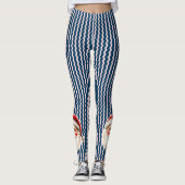 Blue Retro Santa Claus Blue Ric Race Kerstmis Leggings (Voorkant)
