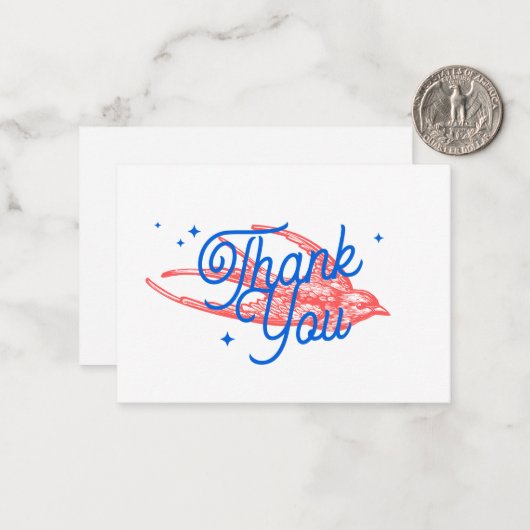 Blue Retro Script slikken dan jij Notitiekaartje (Voorkant / Achterkant in situ)