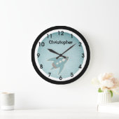 Blue Retro Space Ship Wall Clock Grote Klok (Huis)