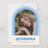 Blue Retro Striped Arch Graduation Announcement Kaart (Voorkant)