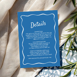 Blue Retro Stripes Wedding Details Card Informatiekaartje