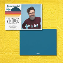 Blue Retro Sun 1995 Photo 40th Birthday  Holiday 