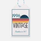 Blue Retro Sun 1996 Photo 30th Birthday Stripe Cadeaulabel (Voorkant)