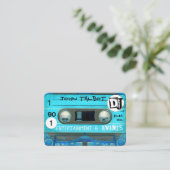Blue Retro T4 Audiotape Cassette 80s DJ Business C Visitekaartje (Staand voorkant)