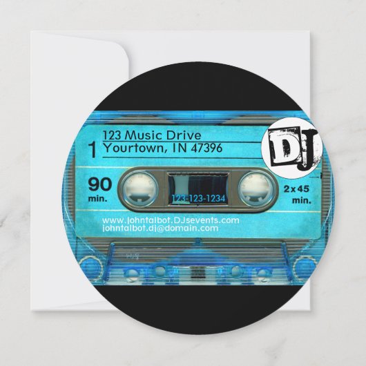 Blue Retro T4 Audiotape Cassette 80s DJ Business R Save The Date (Achterkant)