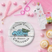 Blue Retro Truck Custom Paper Bord (Feest)