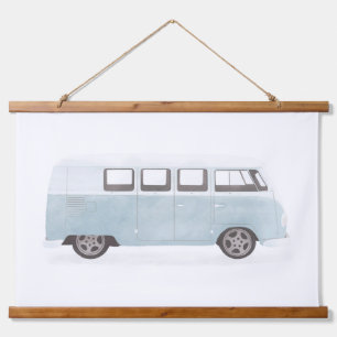 Blue Retro Van Nursery Decor Hangend Wandkleed