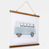 Blue Retro Van Nursery Decor Hangend Wandkleed (Gebogen)
