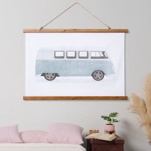 Blue Retro Van Nursery Decor Hangend Wandkleed (Slaapkamer)
