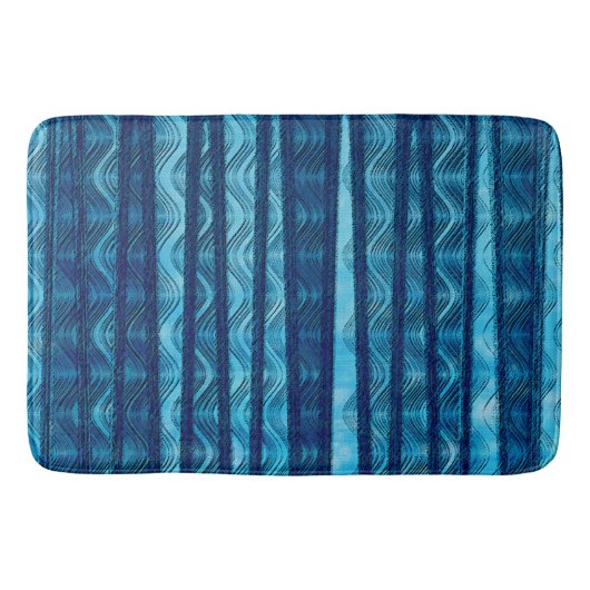 Blue Retro Wave Unique Cool Patroon Badmat (Voorkant)